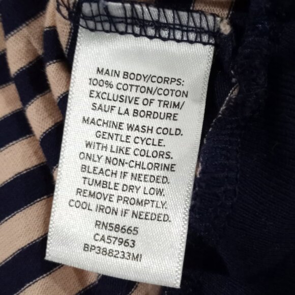 BP NAVY BLUE|PINK HOIZONTAL STRIPED SWEATSHIRT PUFF SLEEVES WOMEN SIZE XL - Picture 2 of 10